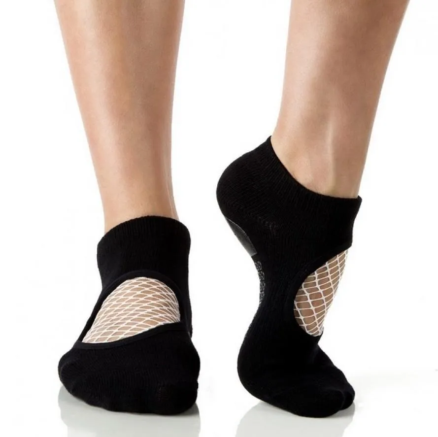 Arebesk Fishnet Grip Socks - Black White (Barre / Pilates)