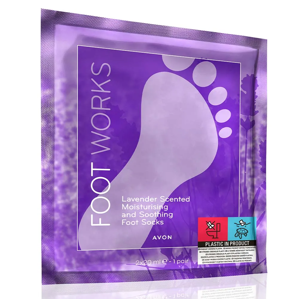 Avon Foot Works Moisturising and Soothing Foot Mask Socks with Lavender - 1 Pair