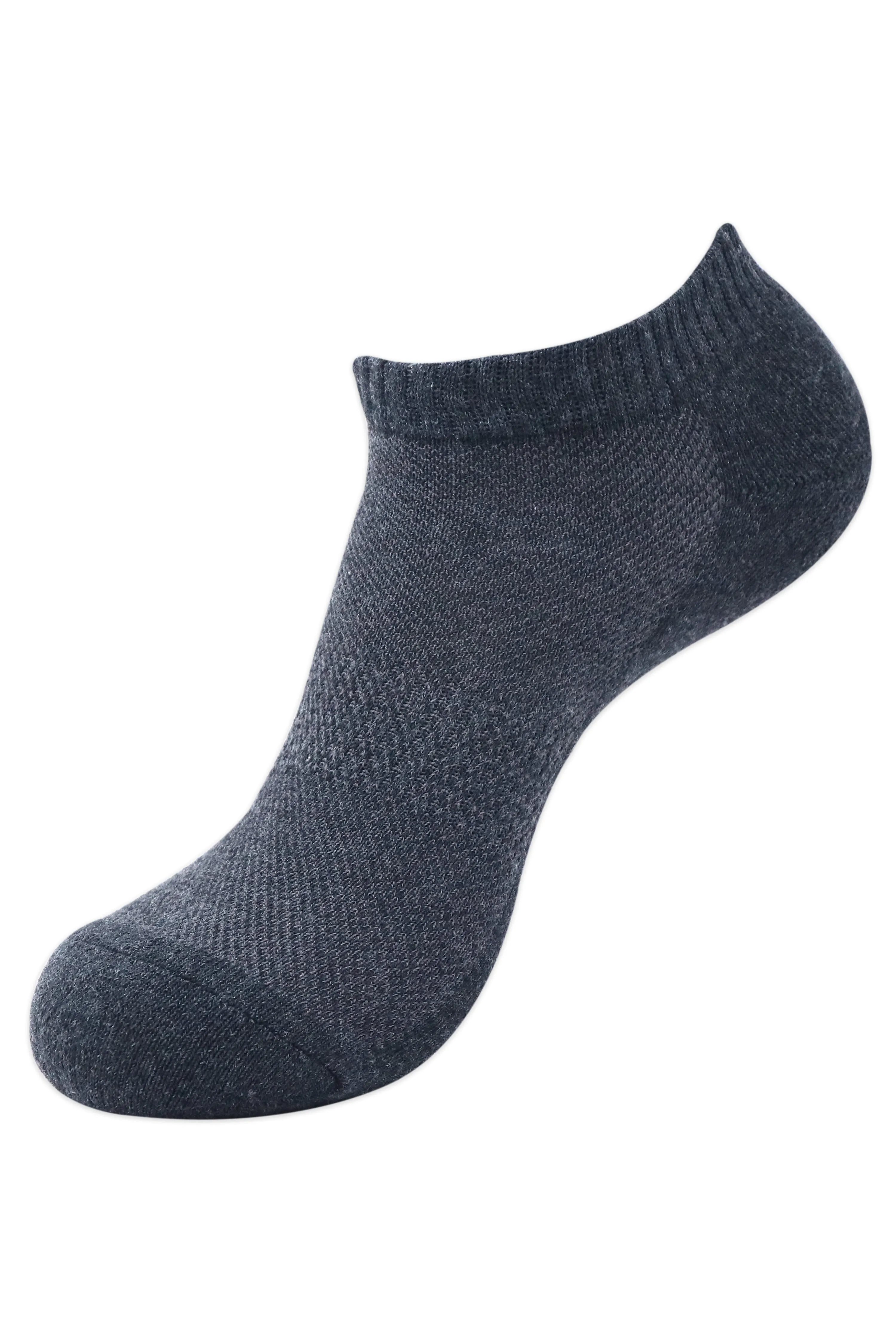 Balenzia Men's Cotton Cushioned Solid Ankle Socks with Mesh Knit, Gym Socks Free -(23 cm)Size, (Pack of 3 Pairs/1U) (Black,Navy,D.Grey)