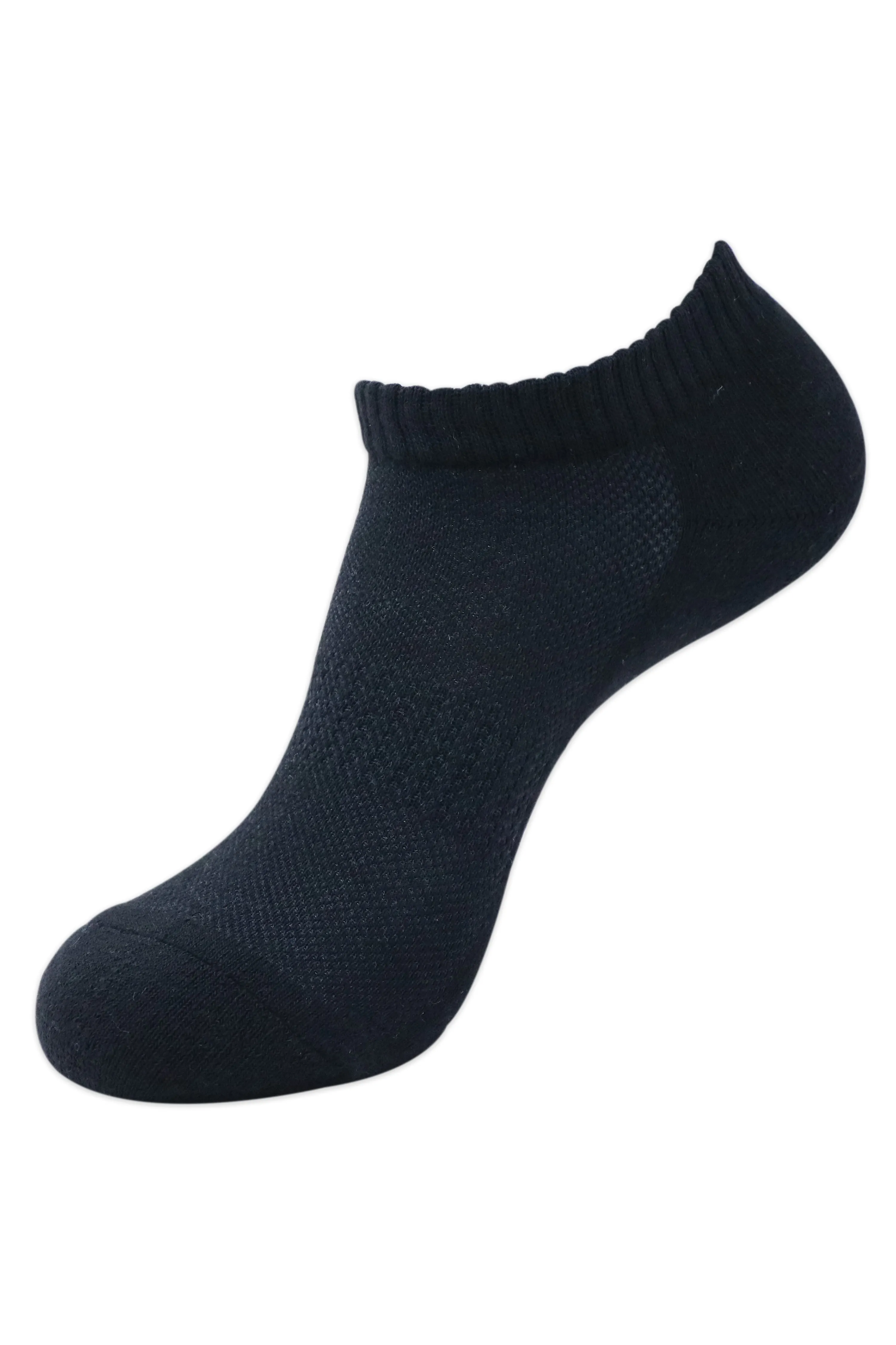 Balenzia Men's Cotton Cushioned Solid Ankle Socks with Mesh Knit, Gym Socks Free -(23 cm)Size, (Pack of 3 Pairs/1U) (Black,Navy,D.Grey)