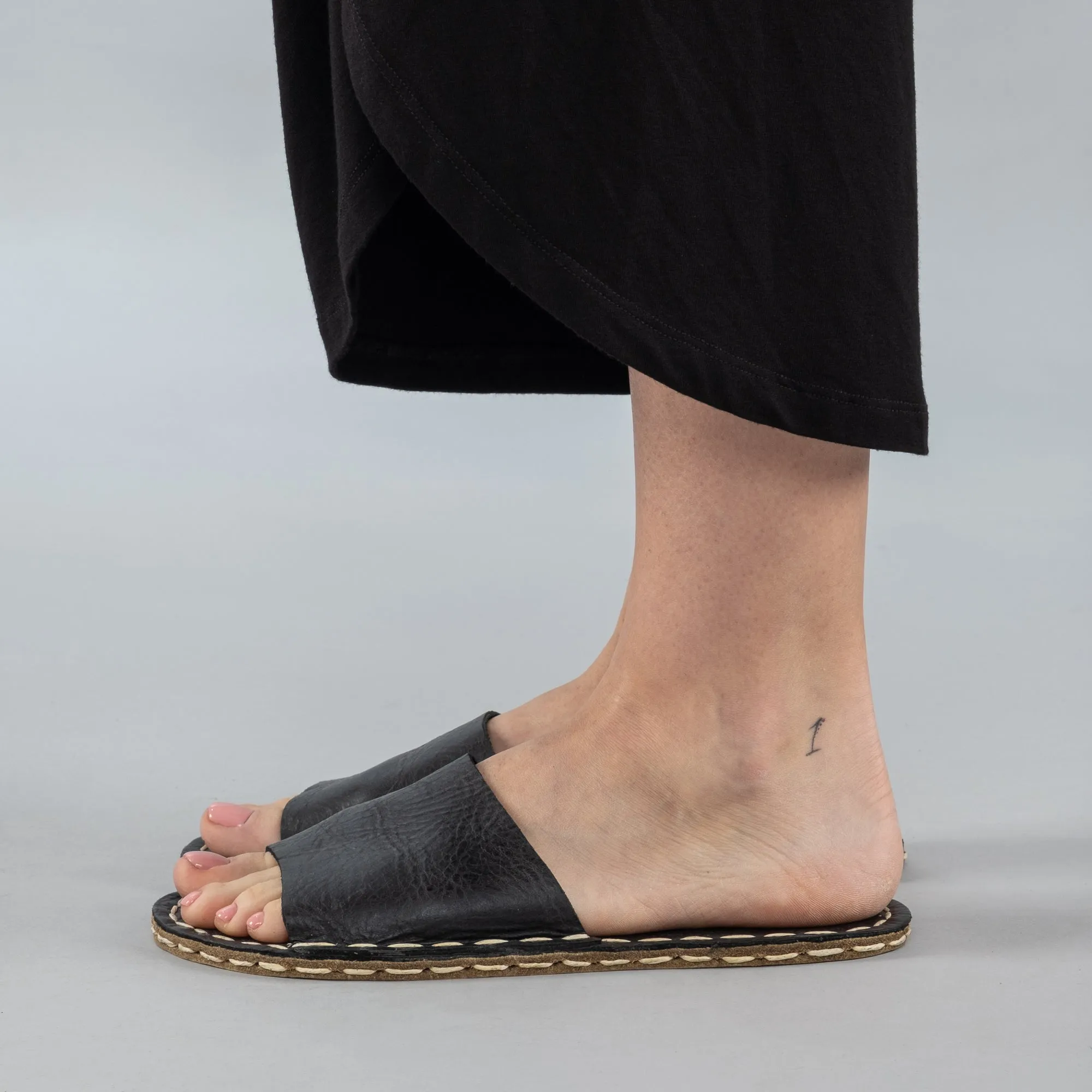 Black Barefoot Slide Sandals