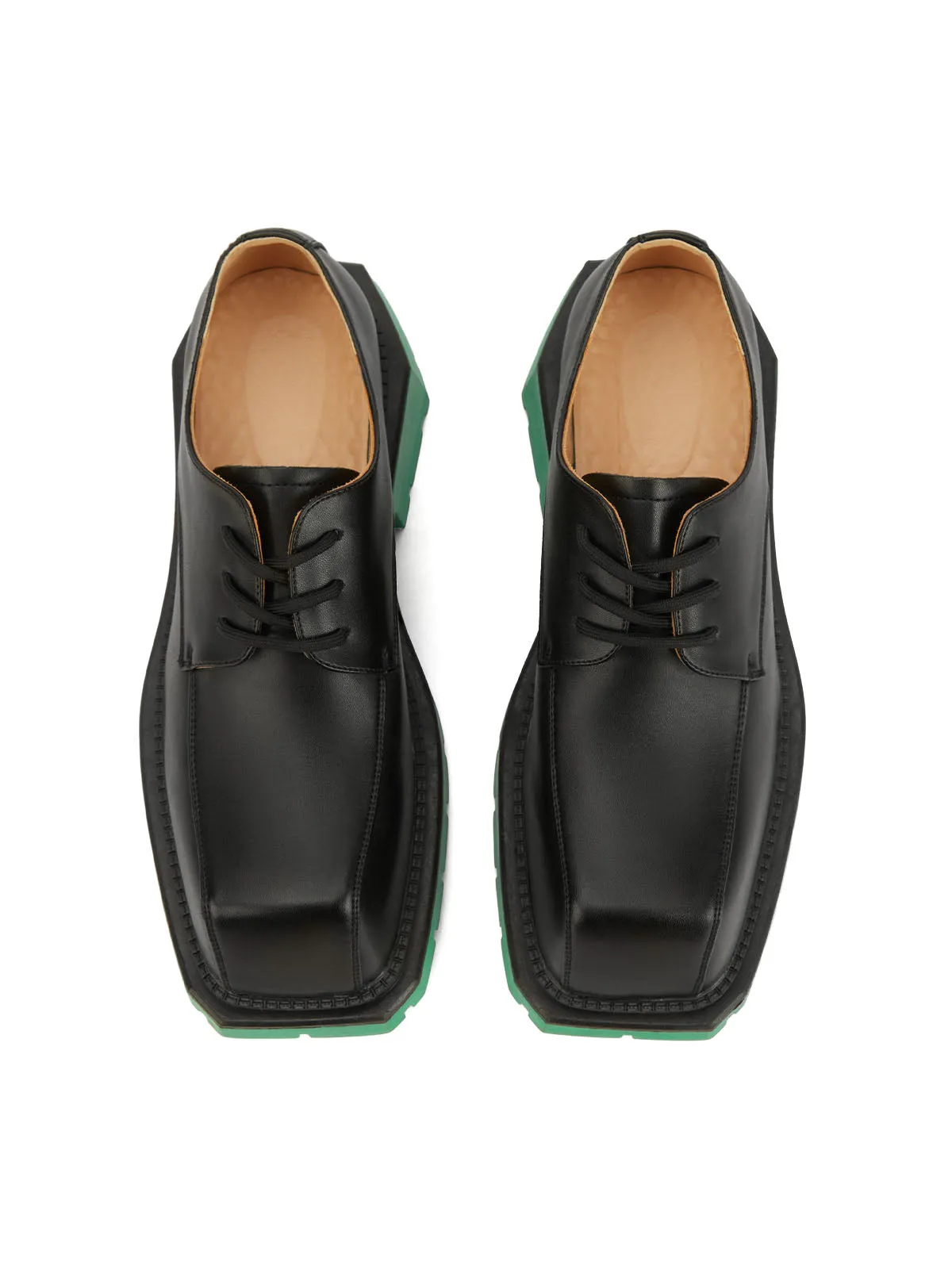 Black Square Toe Leather Shoes - 2119