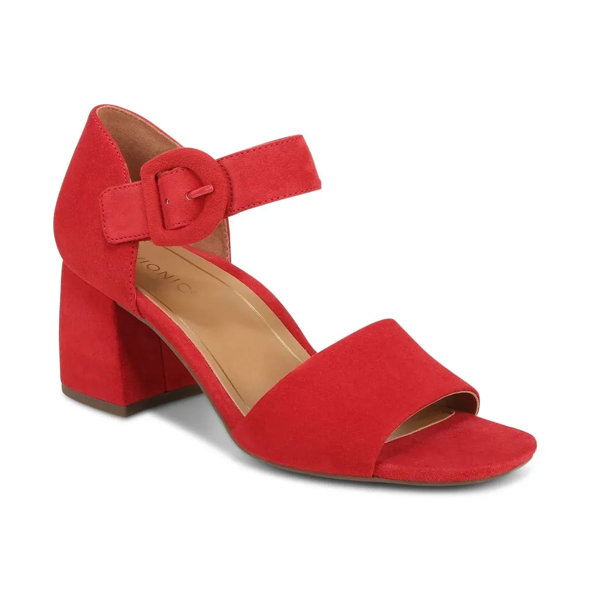 Chardonnay Hook and Loop Pump in Red Suede Leather