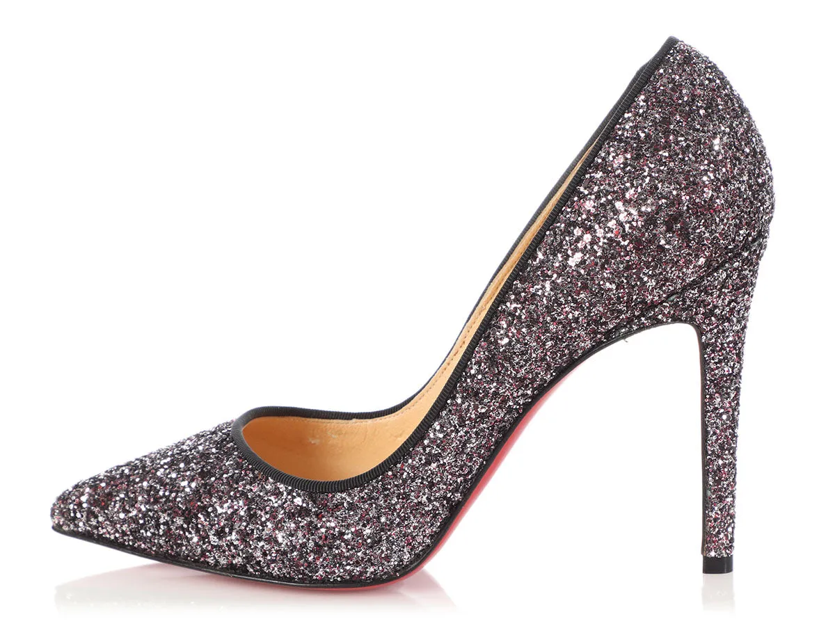 Christian Louboutin Rose Antique and Black Glitter Pigalle 100 Pumps