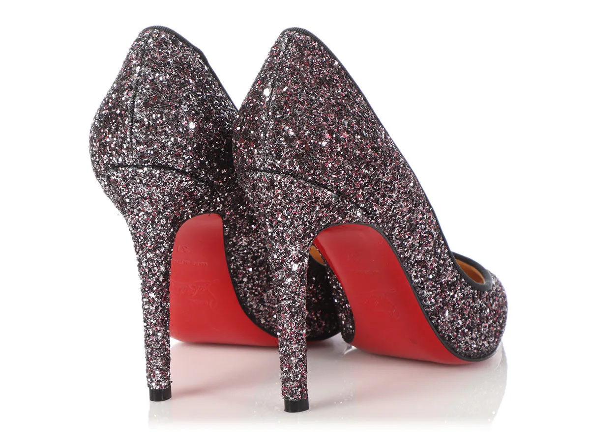 Christian Louboutin Rose Antique and Black Glitter Pigalle 100 Pumps