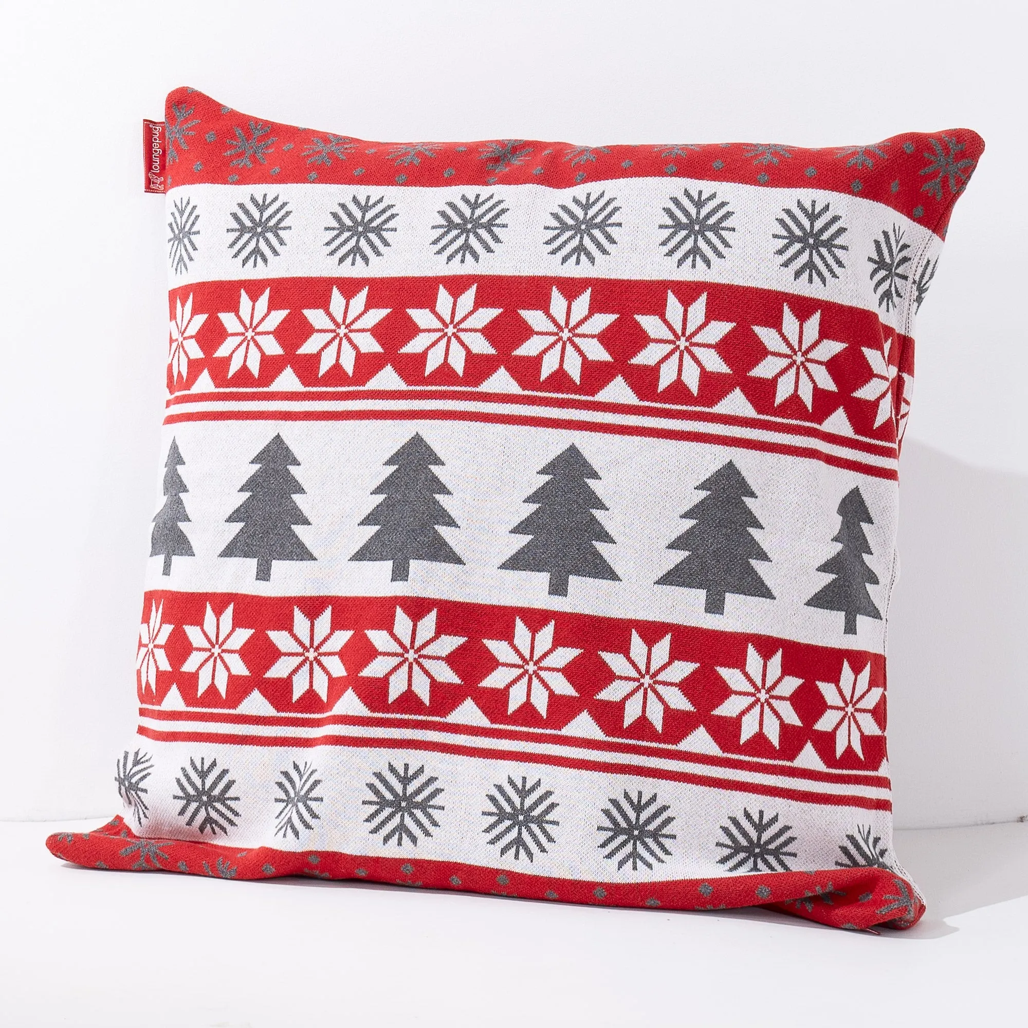 Extra Large Scatter Cushion Cover 70 x 70cm - Knitted Christmas Fairisle Red