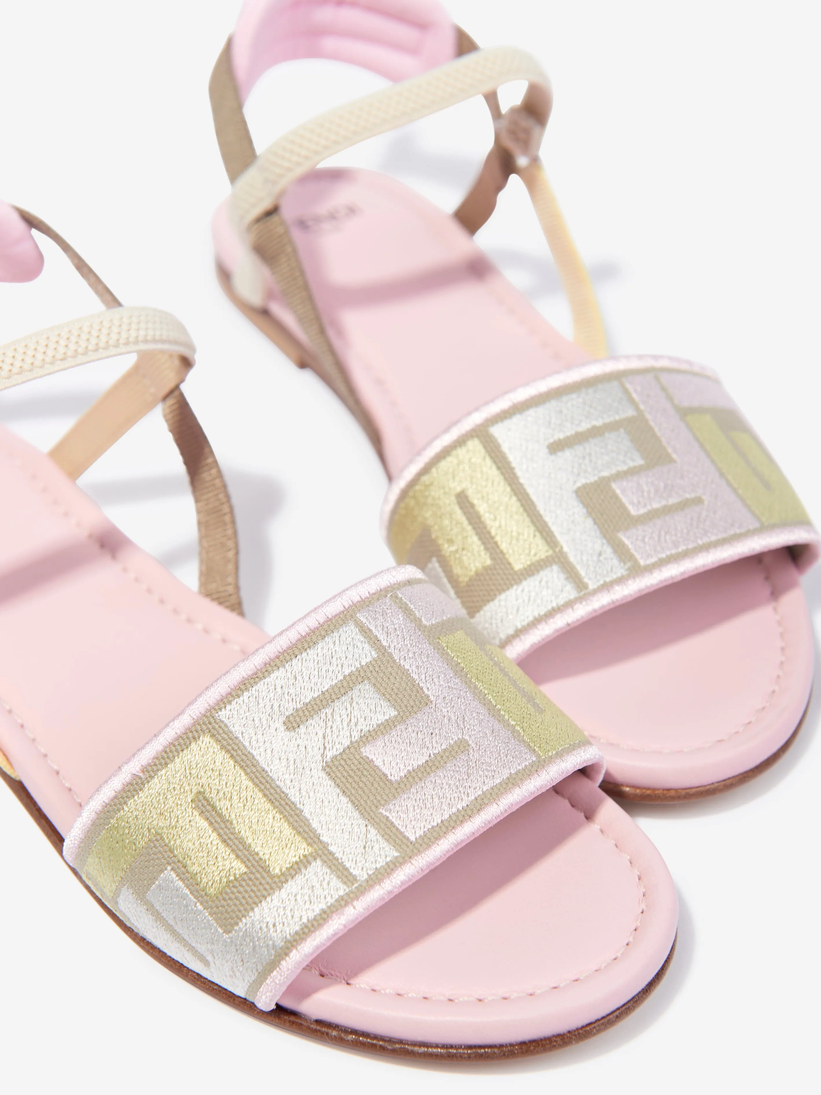 Fendi Girls FF Puzzle Sandals in Pink