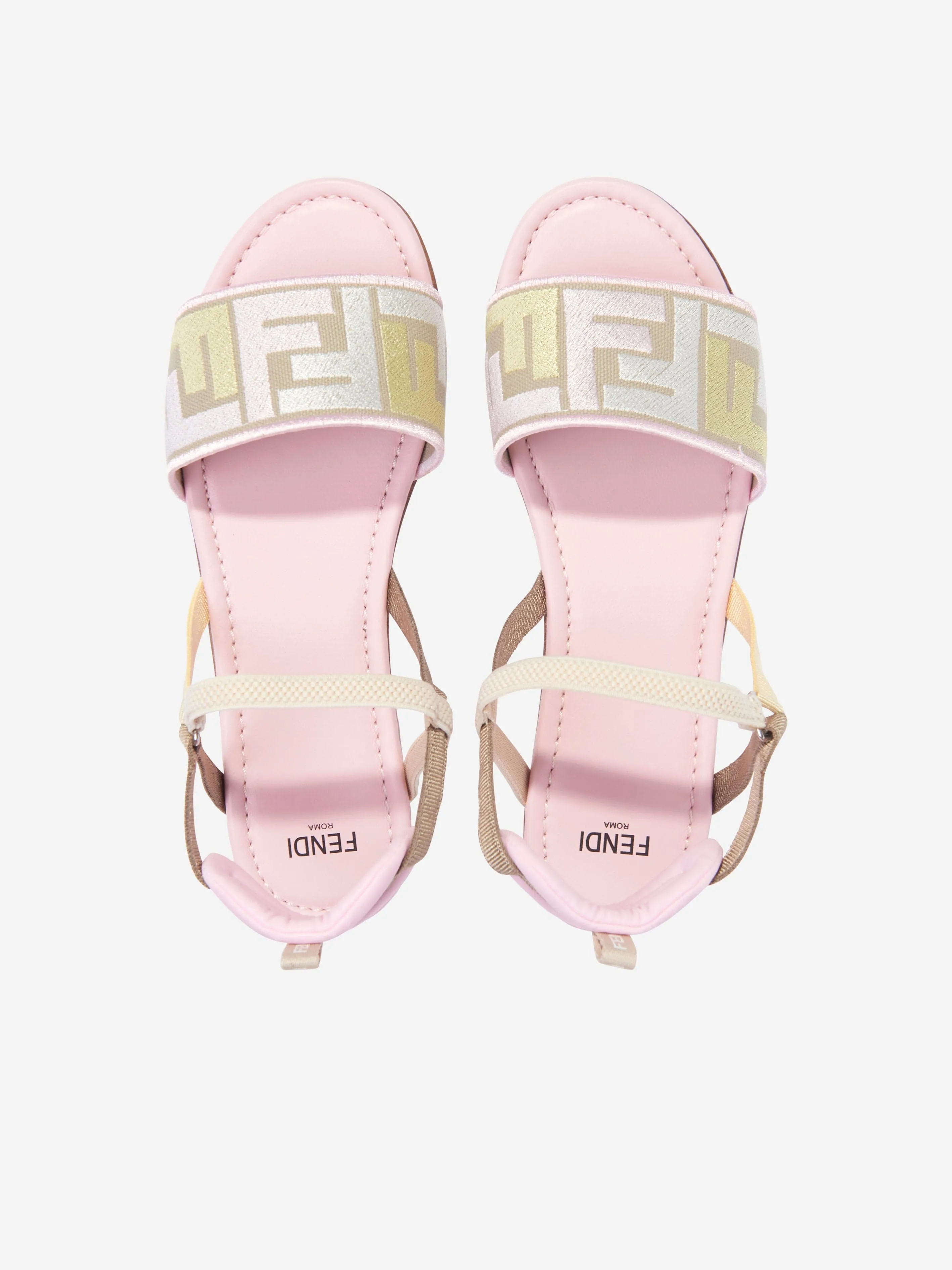 Fendi Girls FF Puzzle Sandals in Pink