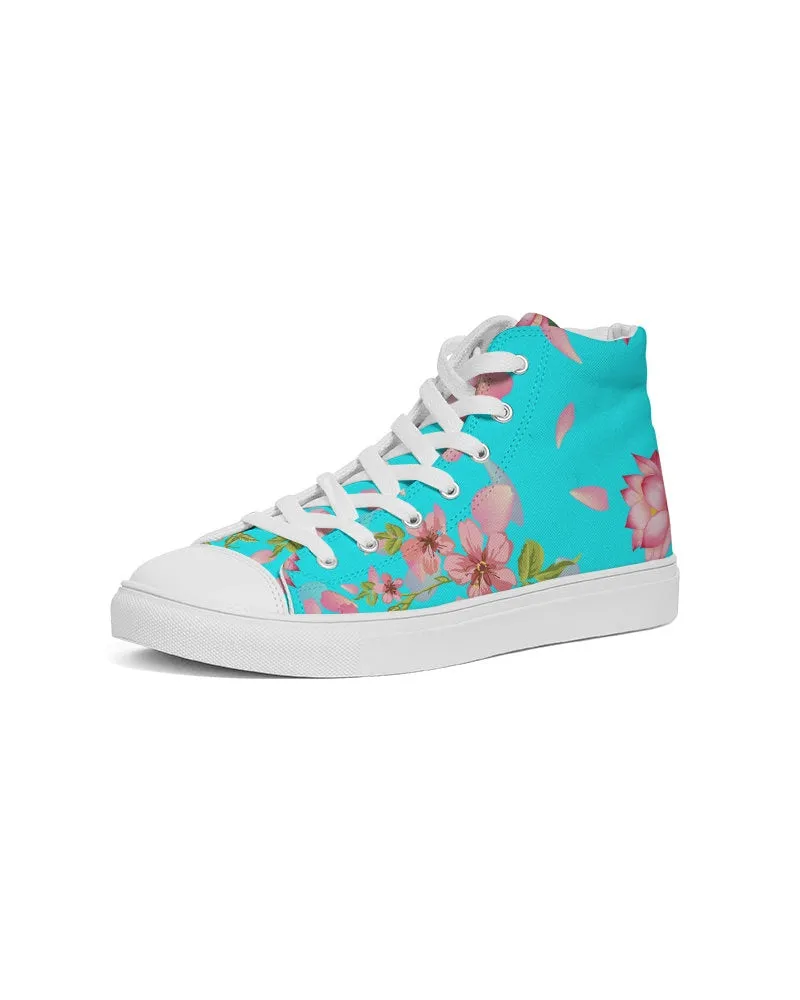 Floral Lotus Turquoise Hightop Sneakers