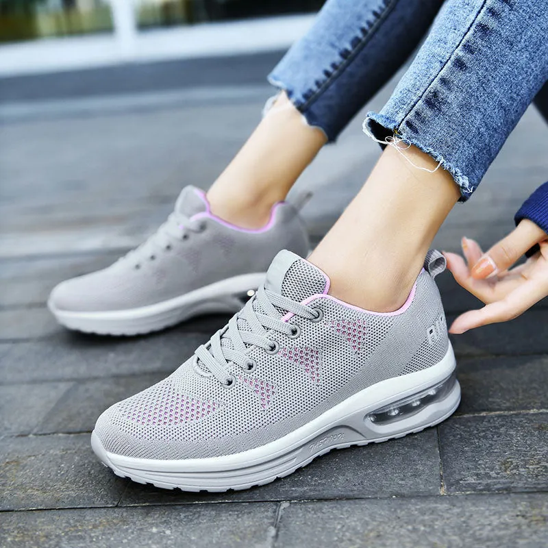 Flying Woven Air Cushion Casual Sports  Platform Womens Travel Shoes