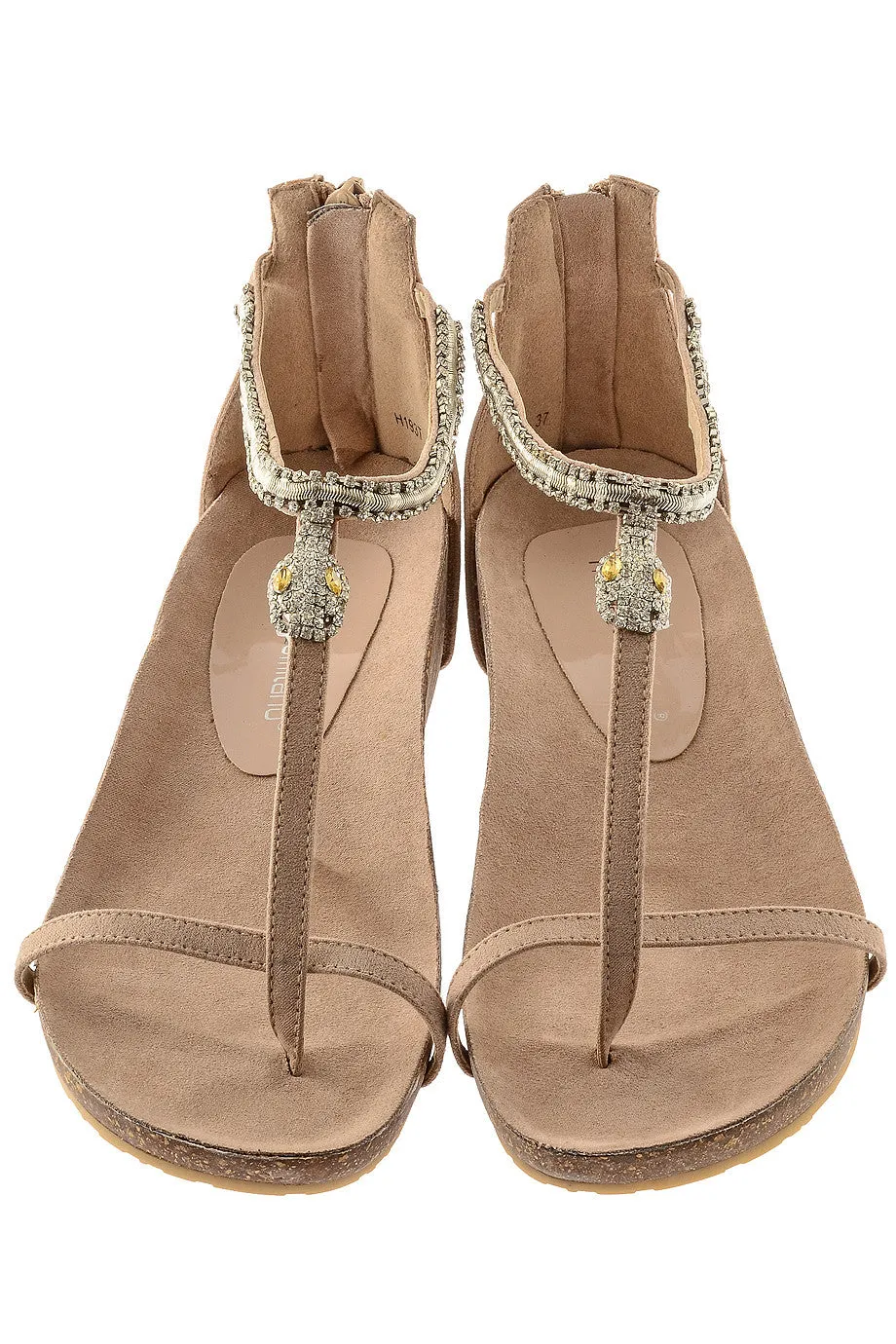 FRANCESCO MILANO SERPENT Beige Crystal Sandals