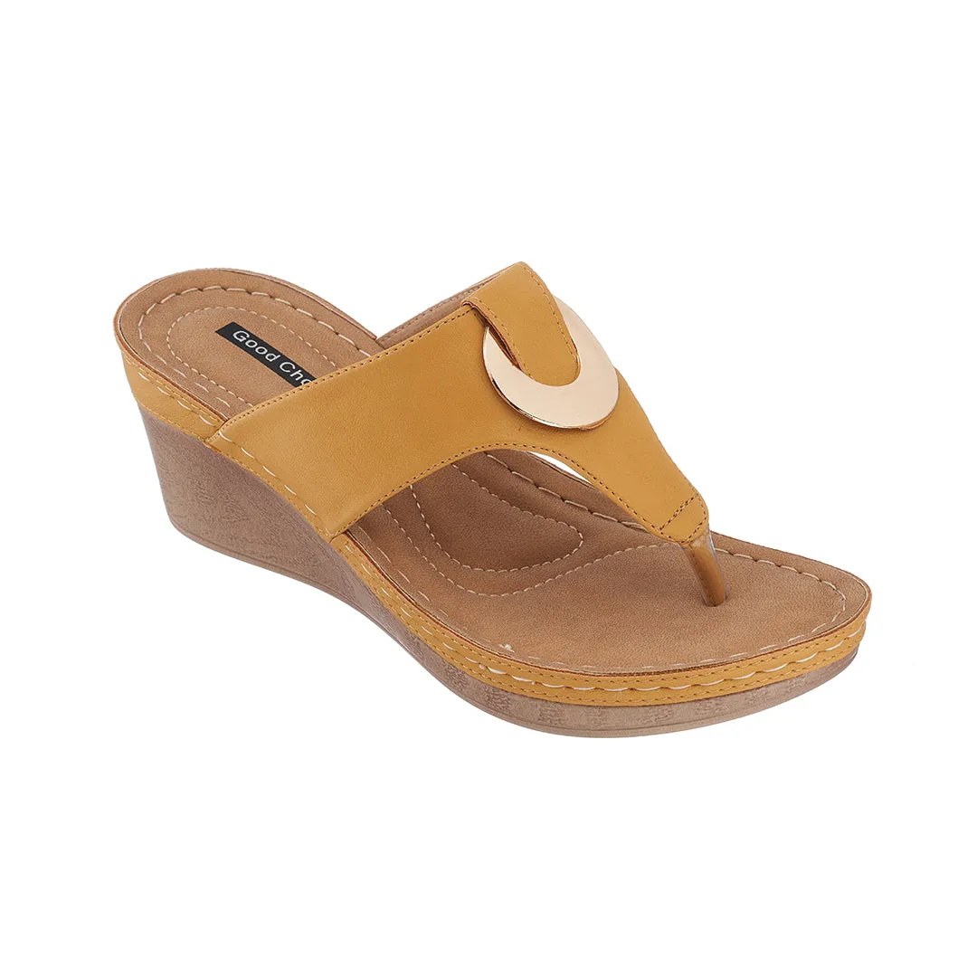 Genelle Yellow Wedge Sandals