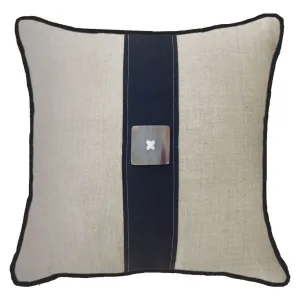 Horn Button Linen Lounge Cushion 55 x 55 cm