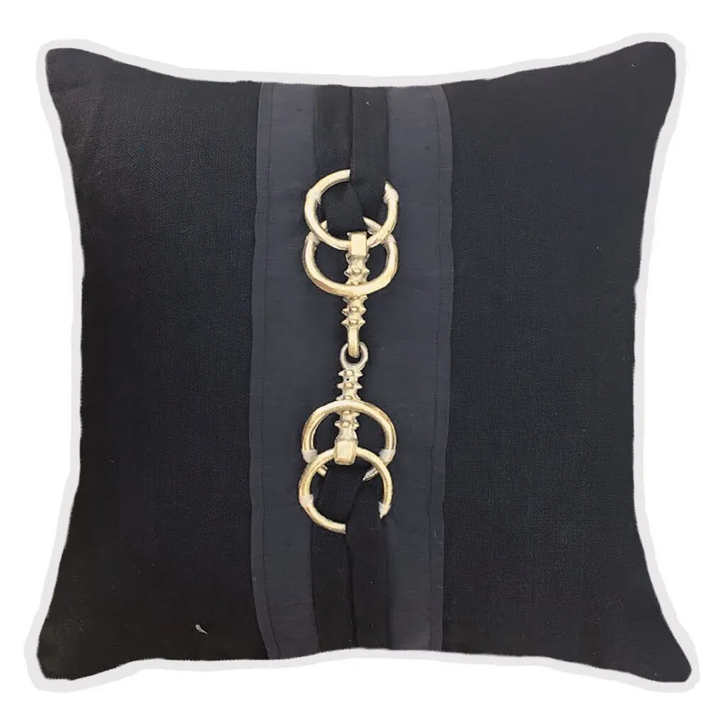 Horse Bit Black Lounge Cushion 55 x 55cm