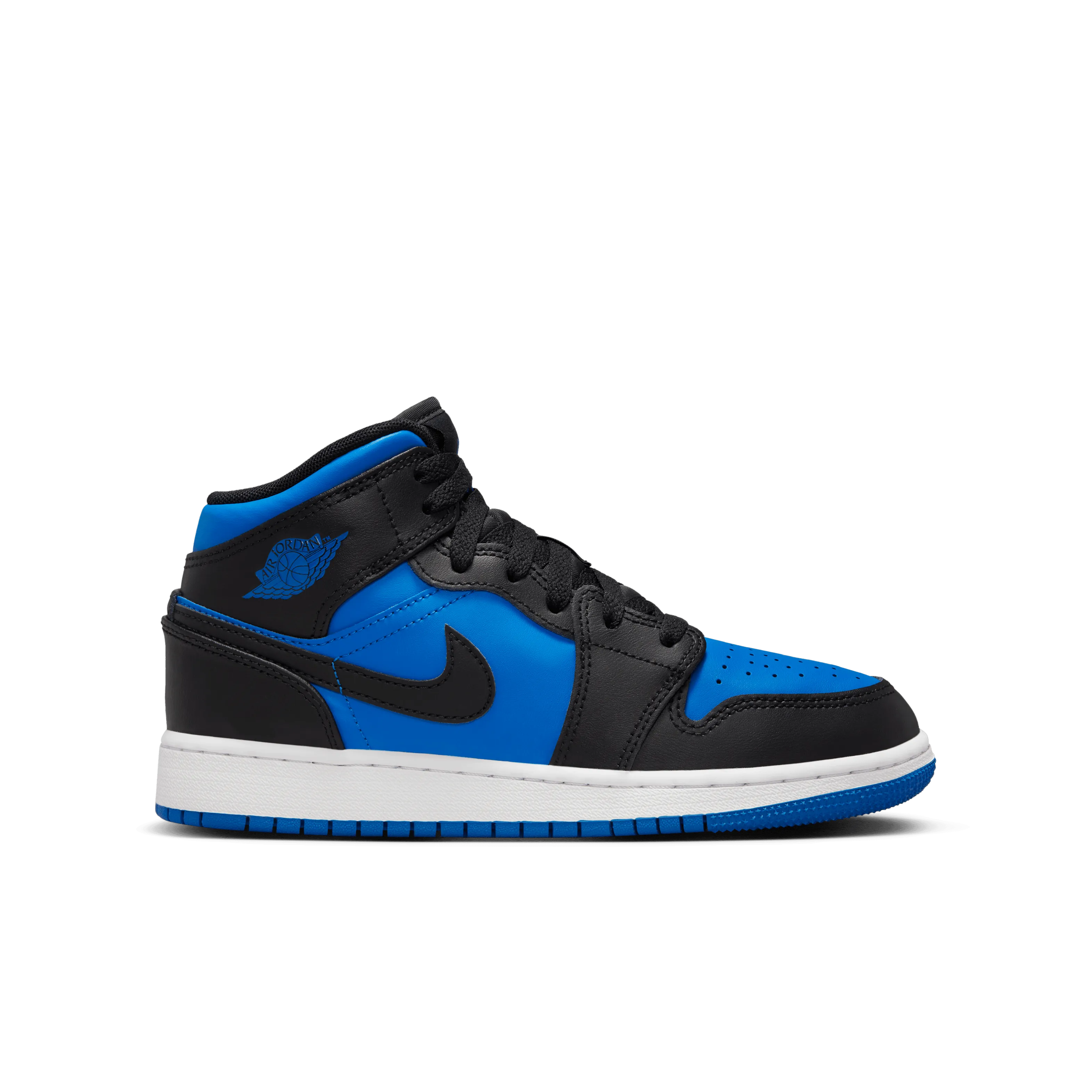 Jordan - Boy - GS Air Jordan 1 Mid - Black/Royal Blue/White