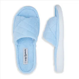 Ladies Open Toe Criss Cross Quilted Slippers