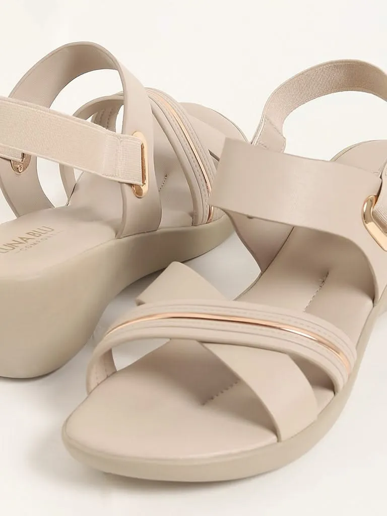 LUNA BLU Ivory Criss Cross Band Sandals