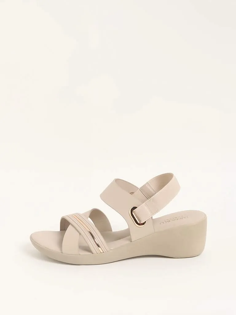 LUNA BLU Ivory Criss Cross Band Sandals