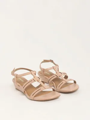 LUNA BLU Light Brown Multi-Strap Wedge Heel Sandals