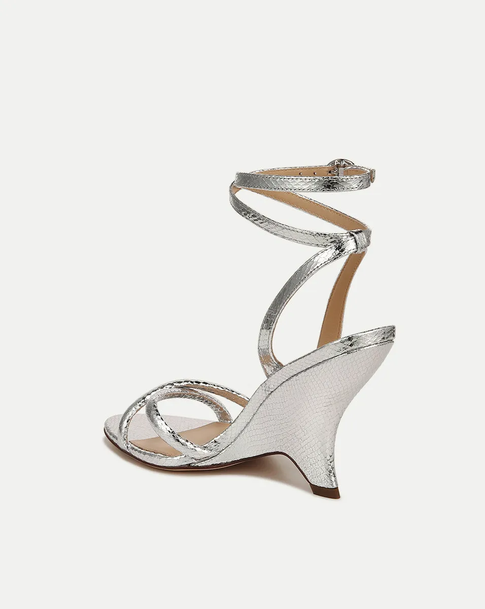 Manuela Metallic Leather Sculpted Wedge Sandal