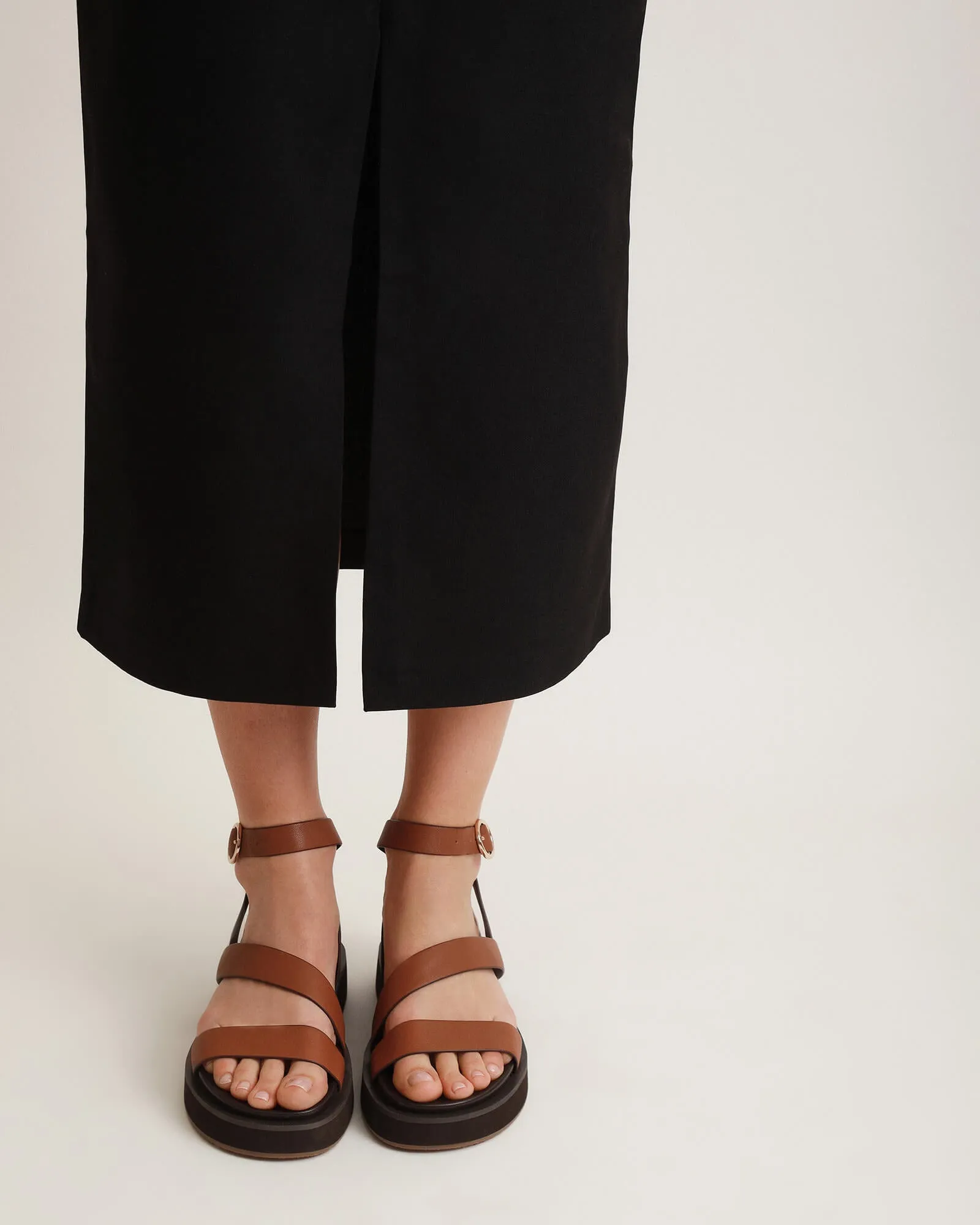 MARAIS FLAT SANDALS DARK TAN LEATHER