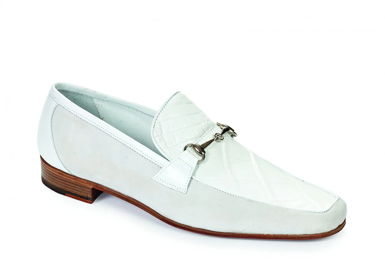 Mauri - 4863 Borromini Alligator & Suede Bit Loafers White