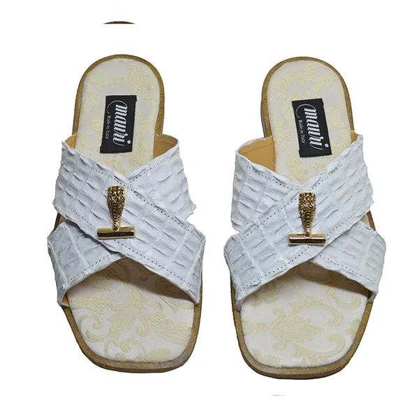 Mauri 5134 Coral Hornback Skin Sandals White