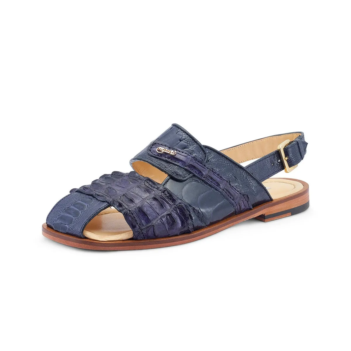 Mauri Bali 5171 Men's Shoes Wonder Blue Exotic Ostrich / Hornback Sandals