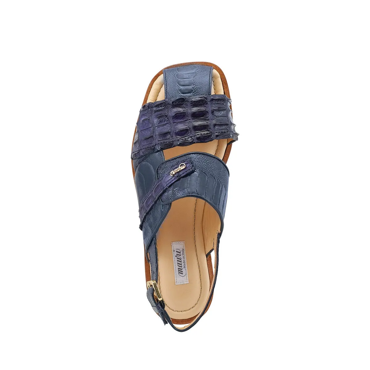 Mauri Bali 5171 Men's Shoes Wonder Blue Exotic Ostrich / Hornback Sandals