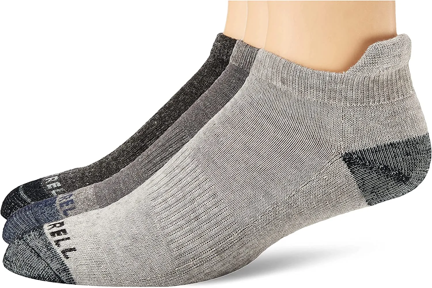 Merrell Men's 3-Pack Wool Blend Low Cut Cushioned Hiker Socks