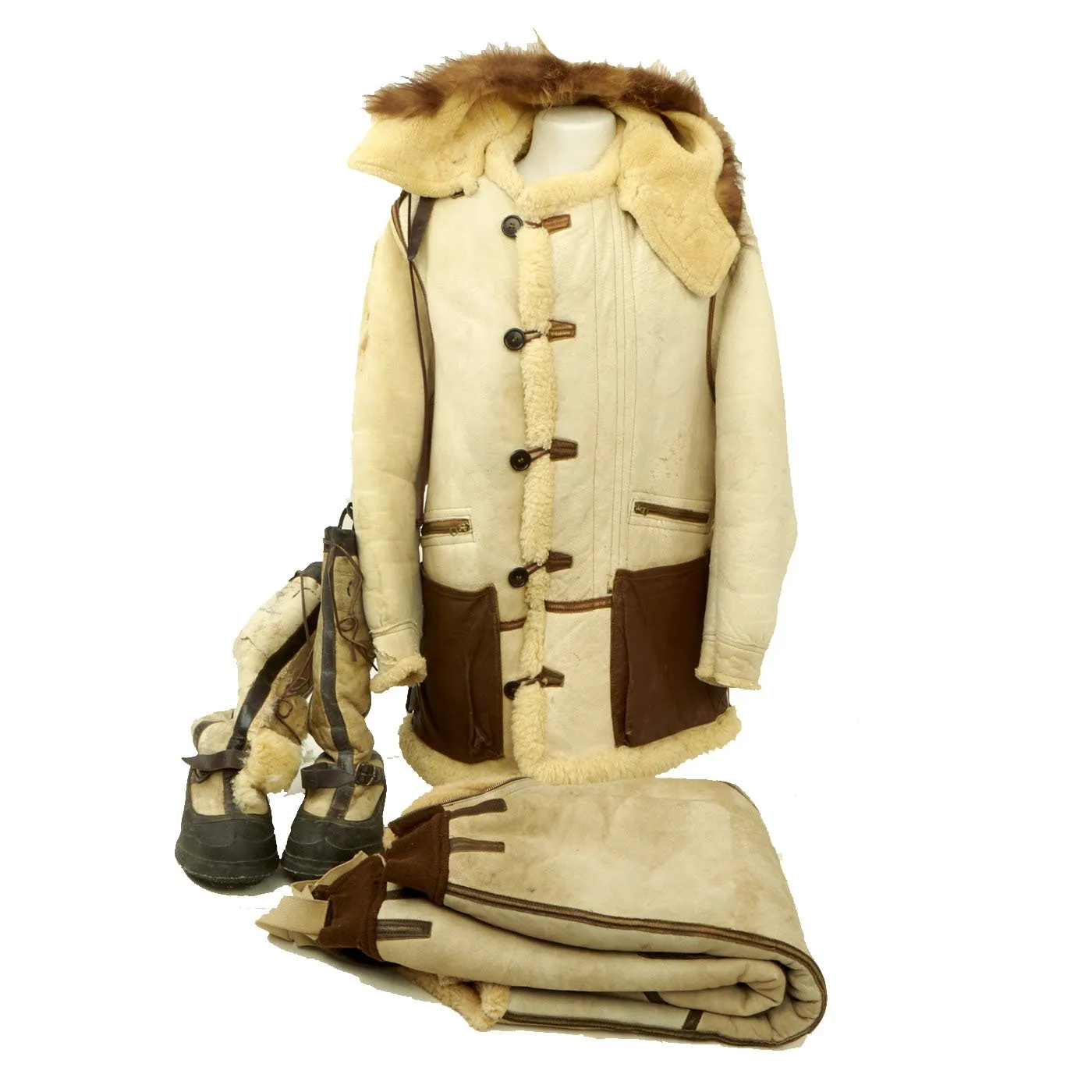 Original U.S. WWII Army Air Force Type B-7 Shearling Jacket with A-6 Pants and A-10 Boots - High Altitude Cold Weather