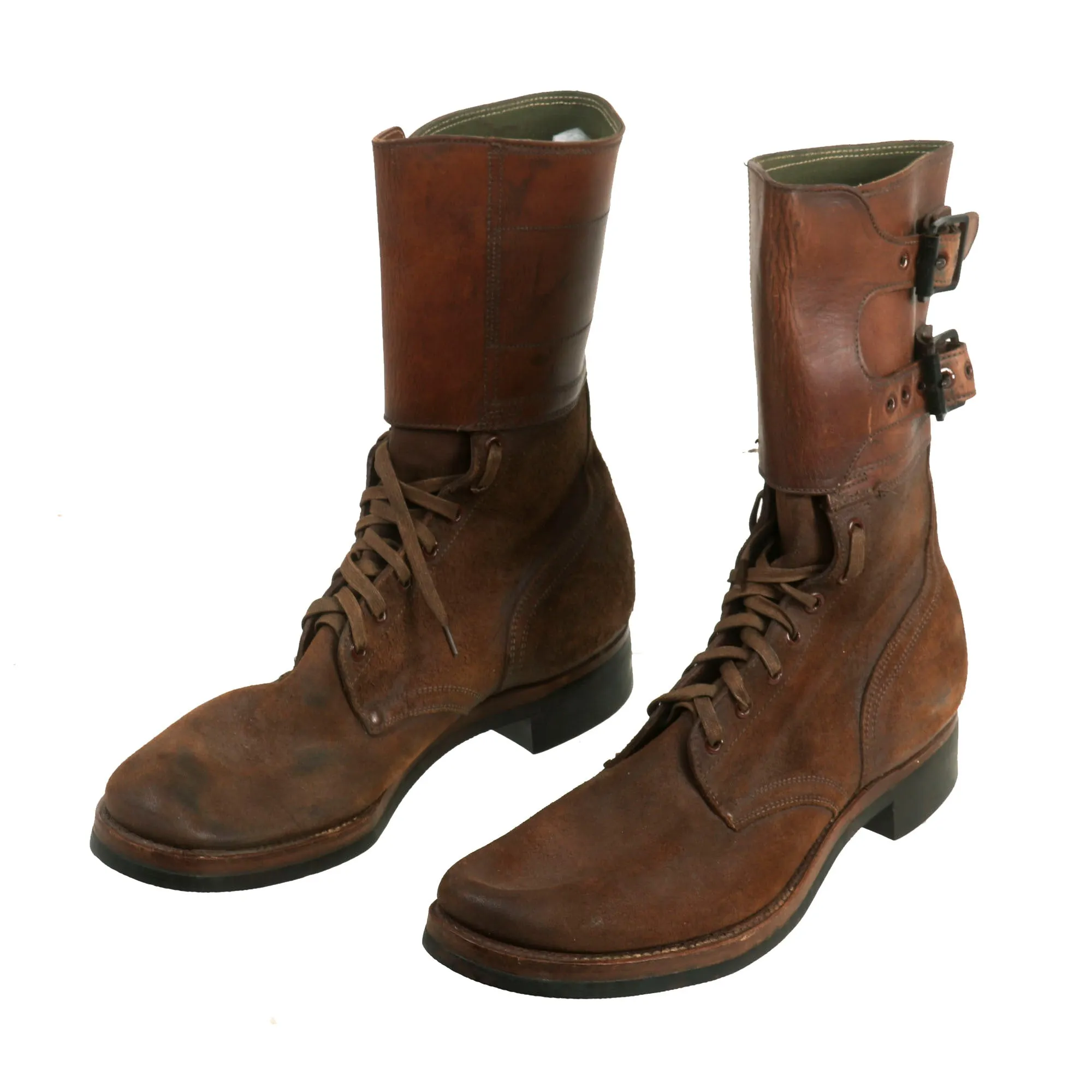 Original U.S. WWII New Old Stock Unissued 1944 Dated M-1943 Double Buckle Combat Service Boots - Matched Size 11