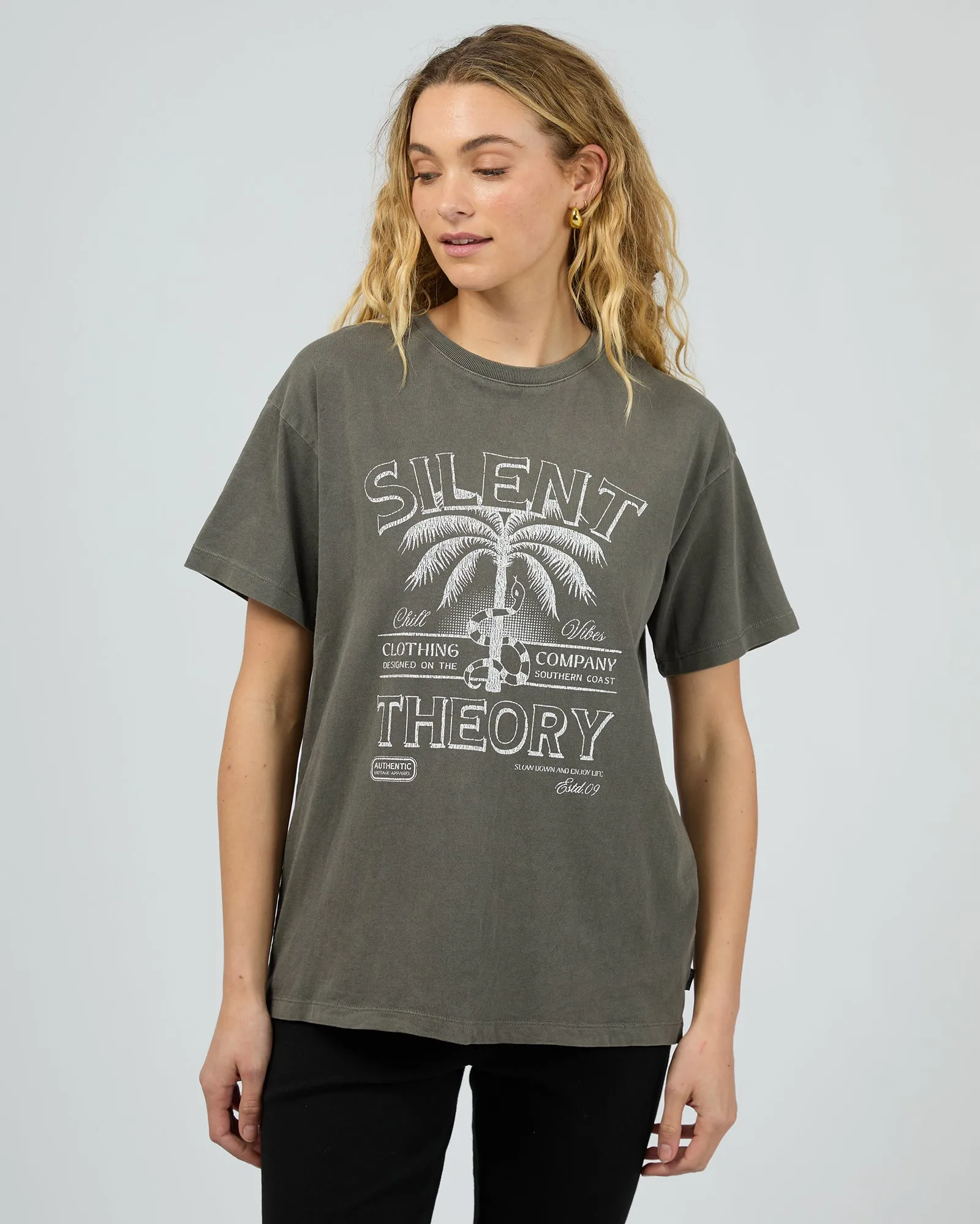 Palm Chill Tee Charcoal