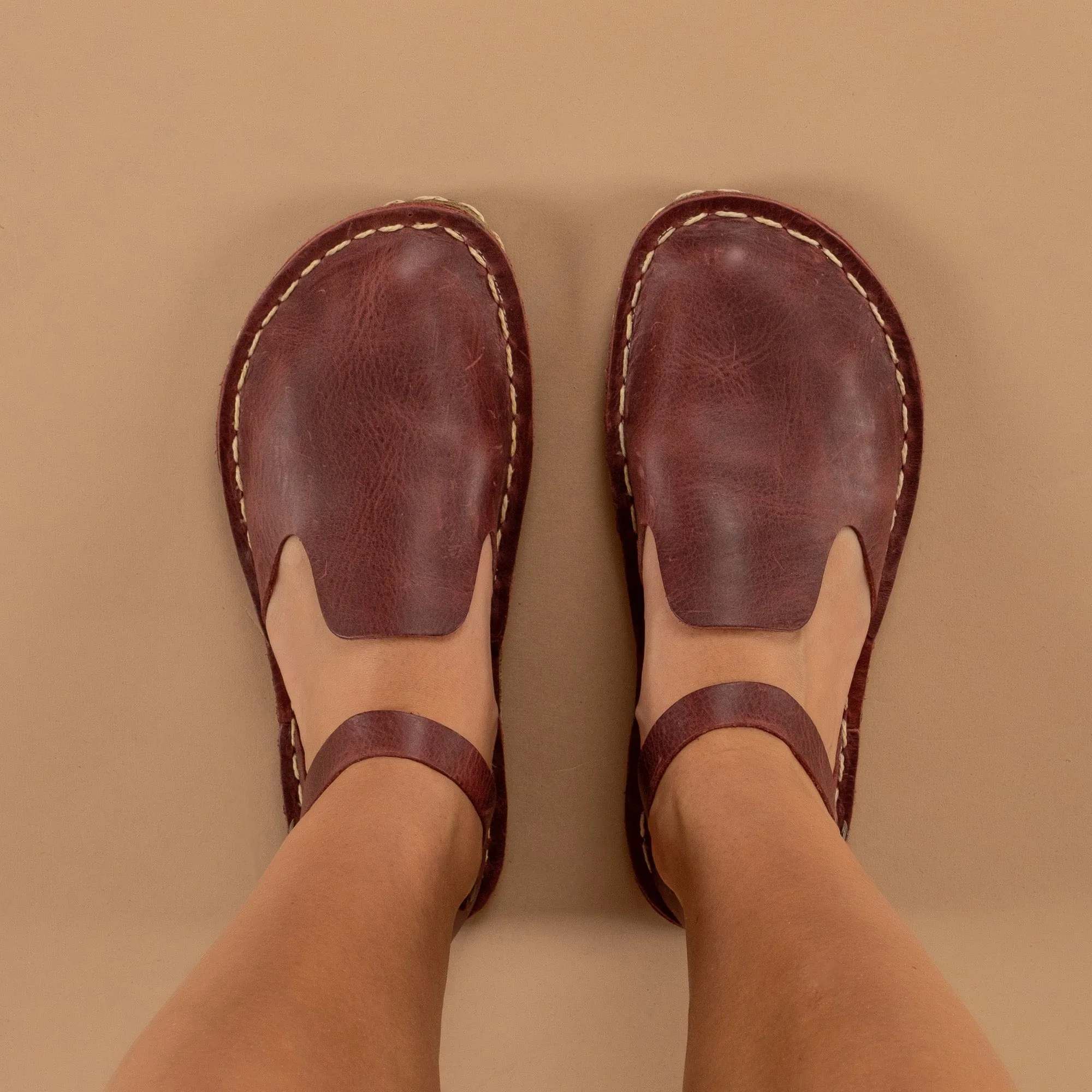 Red Closed Toe Barefoot Sandals