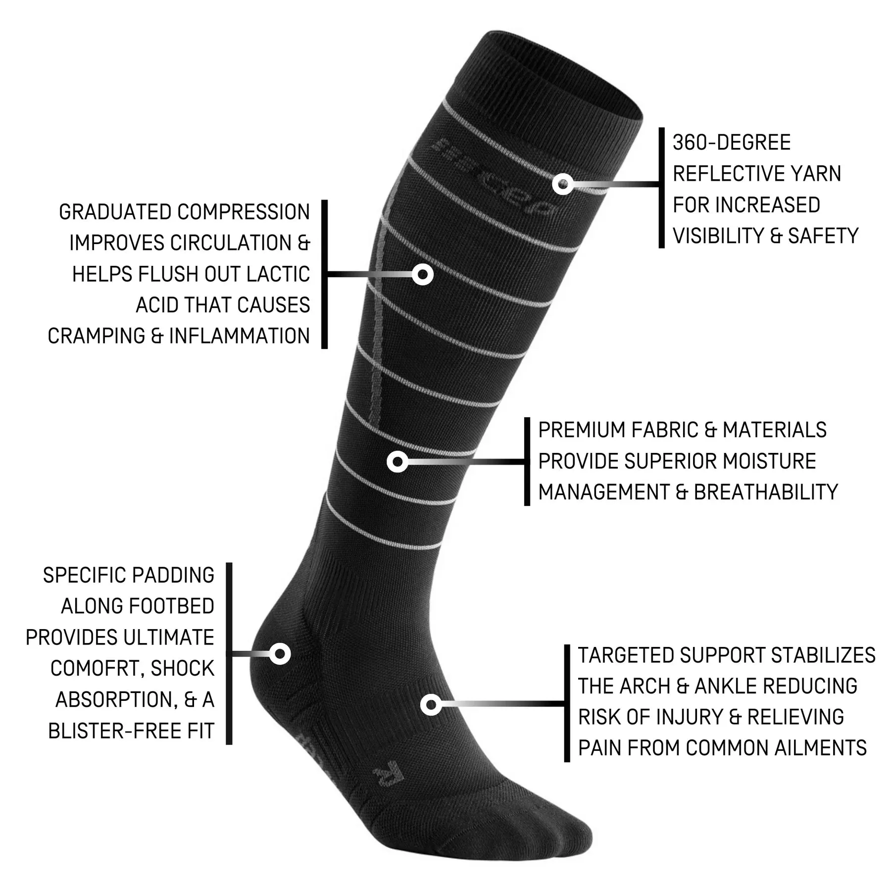 Reflective Tall Compression Socks, Women