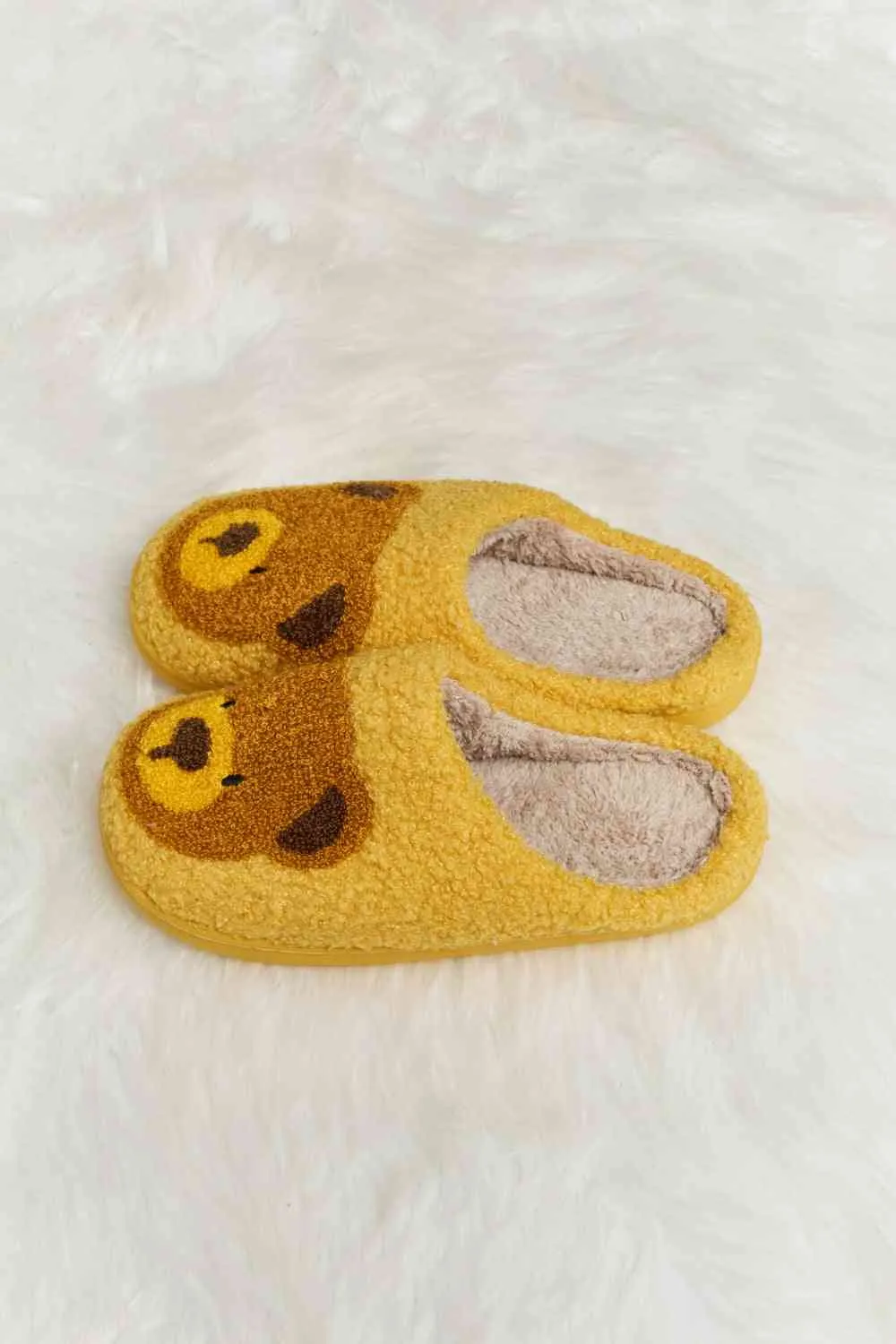 Teddy Bear Print Plush Slide Slippers