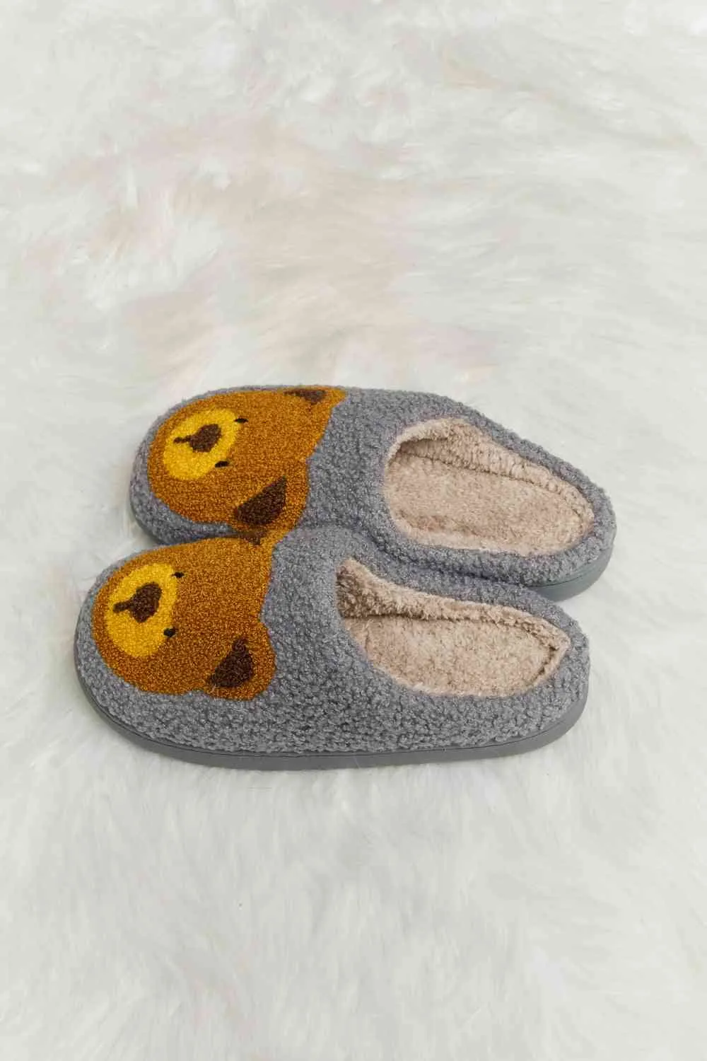 Teddy Bear Print Plush Slide Slippers