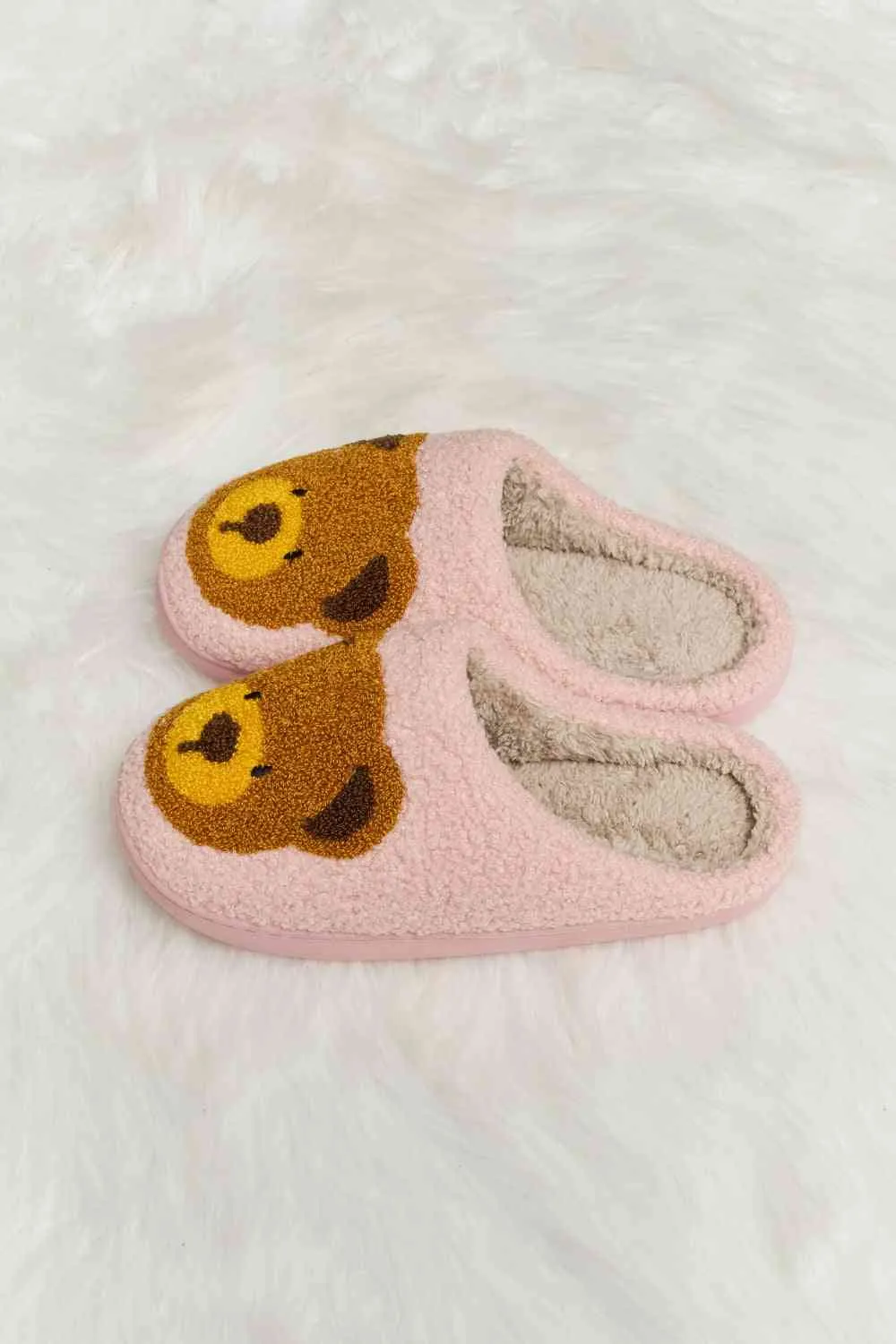 Teddy Bear Print Plush Slide Slippers