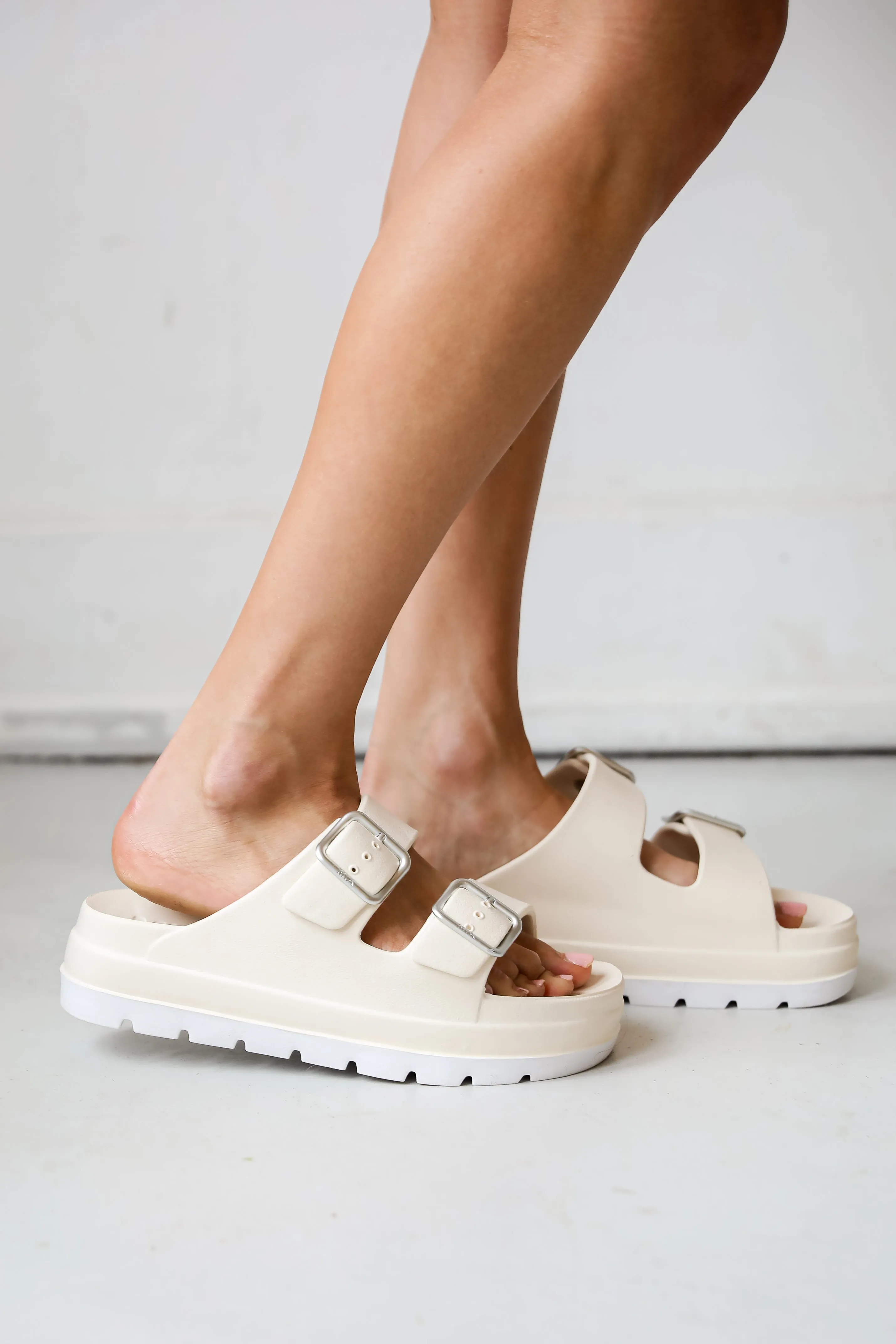 Today Is Your Day Cream Platform Double Strap Sandals