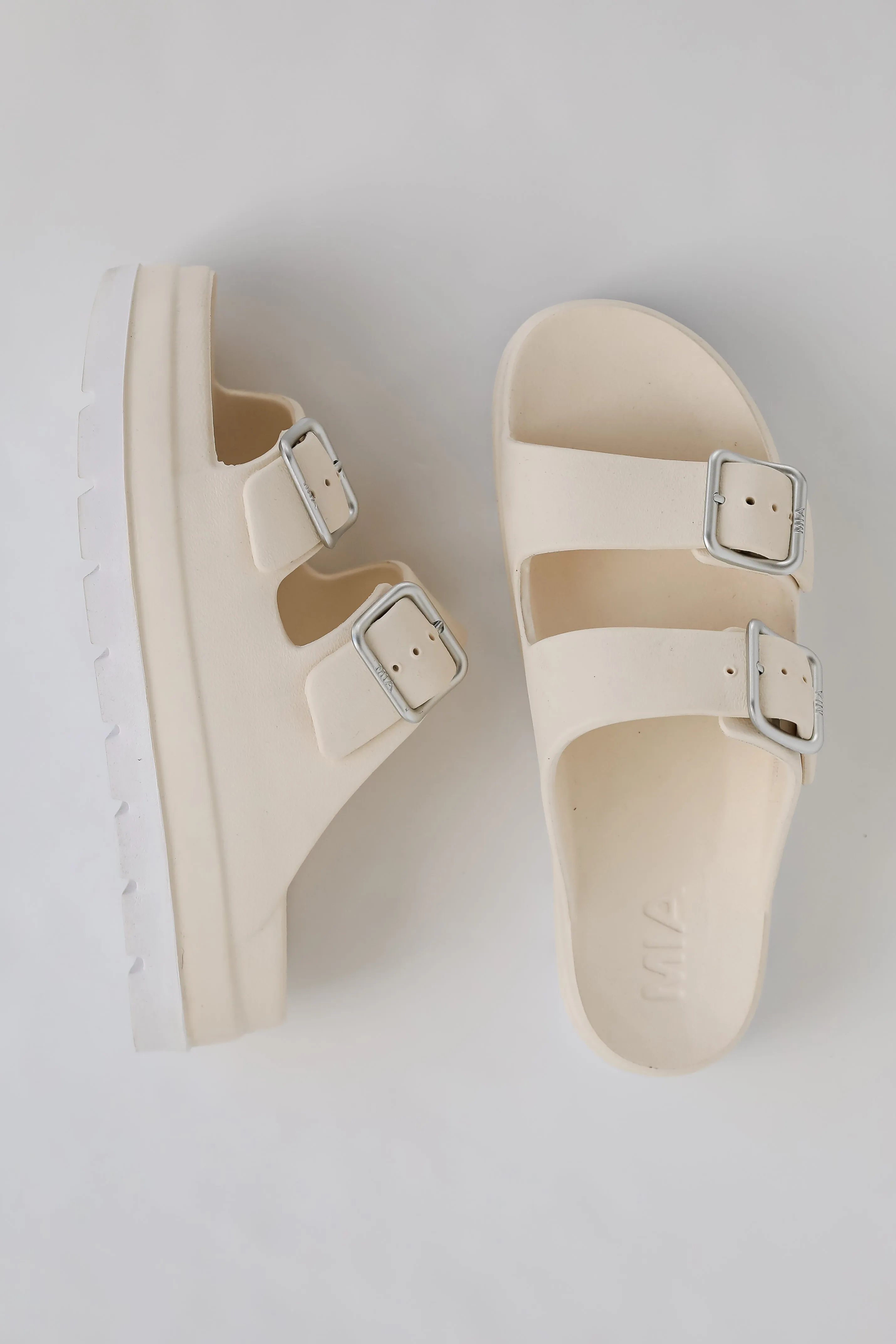 Today Is Your Day Cream Platform Double Strap Sandals