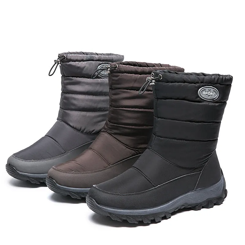 Warm Mid-Calf Boots Casual Winter Boots Anti-Slip Cold Weather Outdoor Walking Shoes