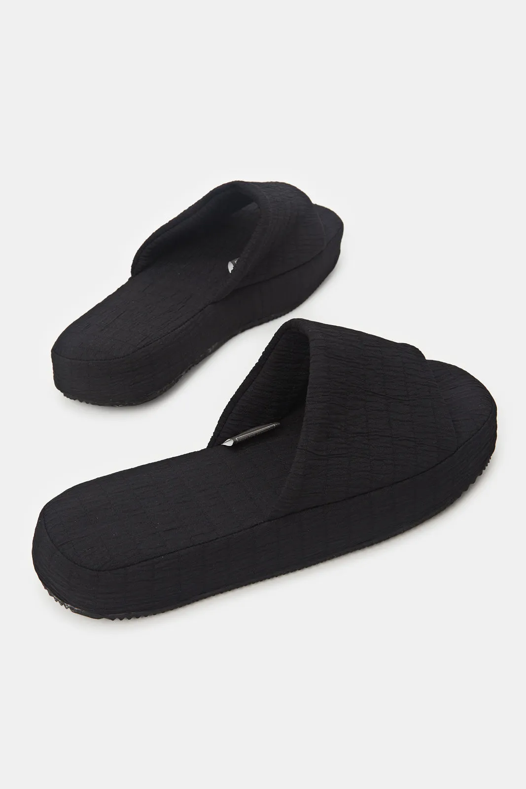 Women Black Flat Form Slippers