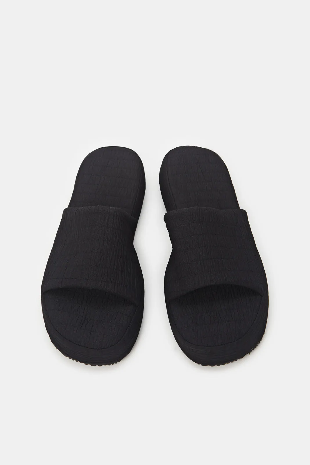 Women Black Flat Form Slippers