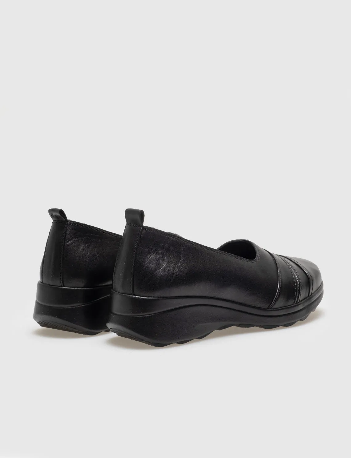 Women Black Genuine Leather Comfort Shoes