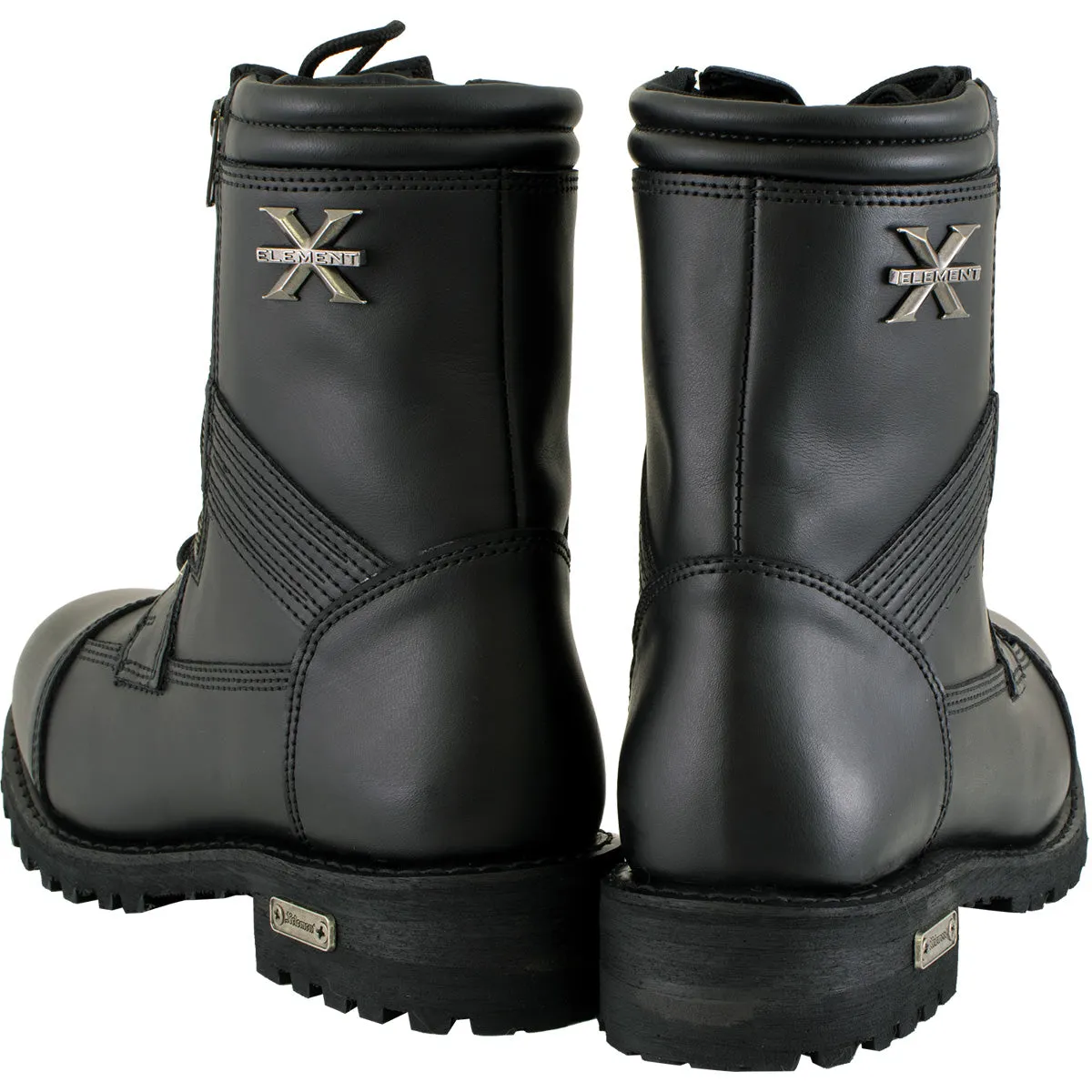 Xelement 1506 Men's Impact Black Premium Leather Lace-Up Motorcycle Biker Rider Boots